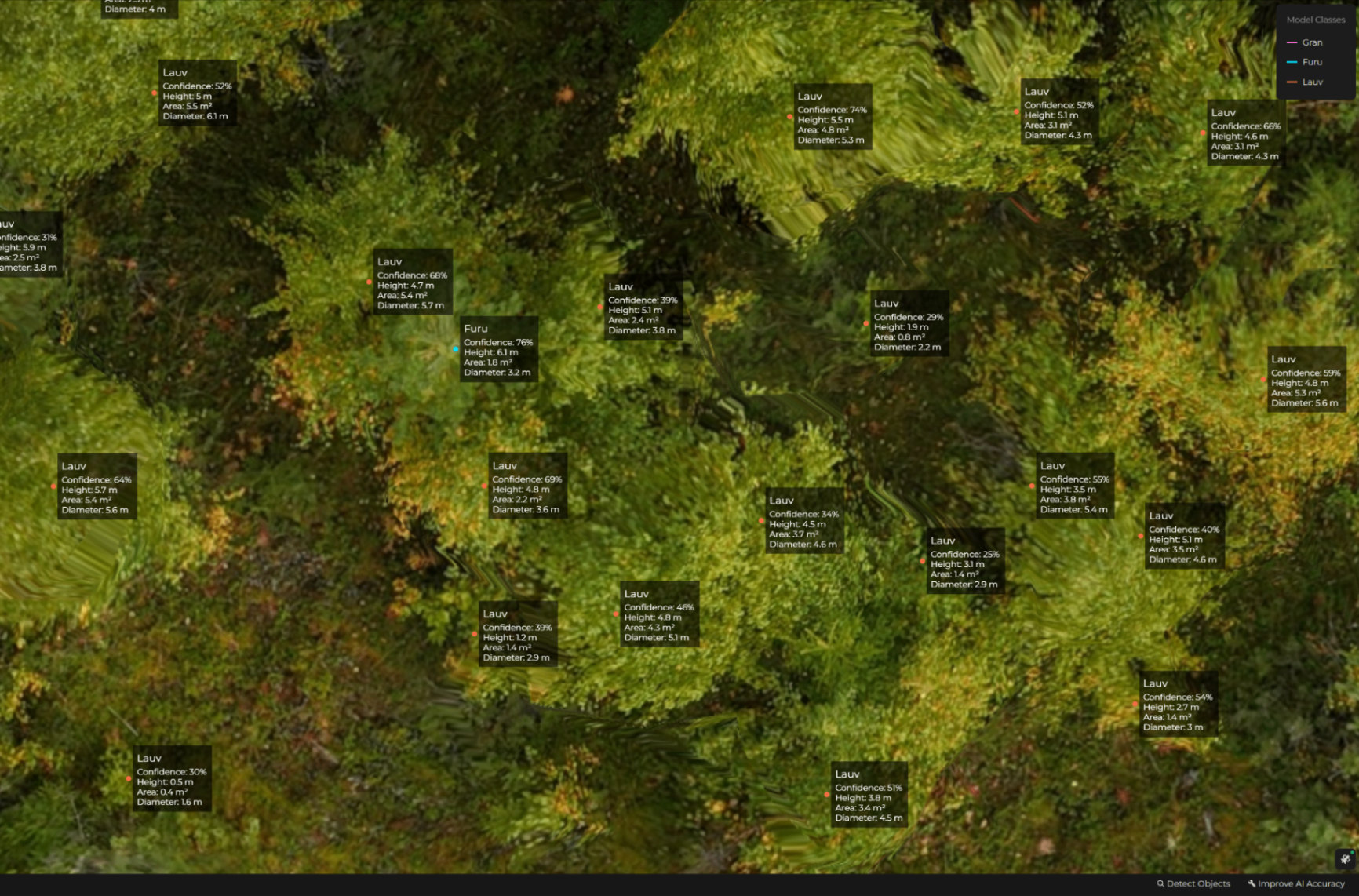 Tree Level App Biodrone.ai – AI-Powered Forest Intelligence